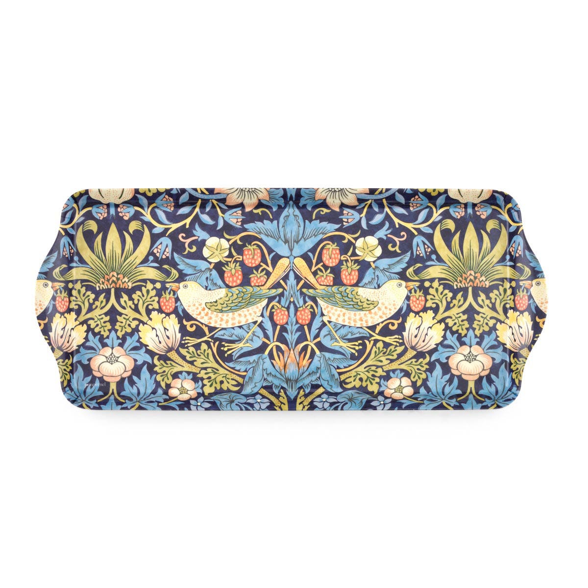 Strawberry thief sandwich tray in blue