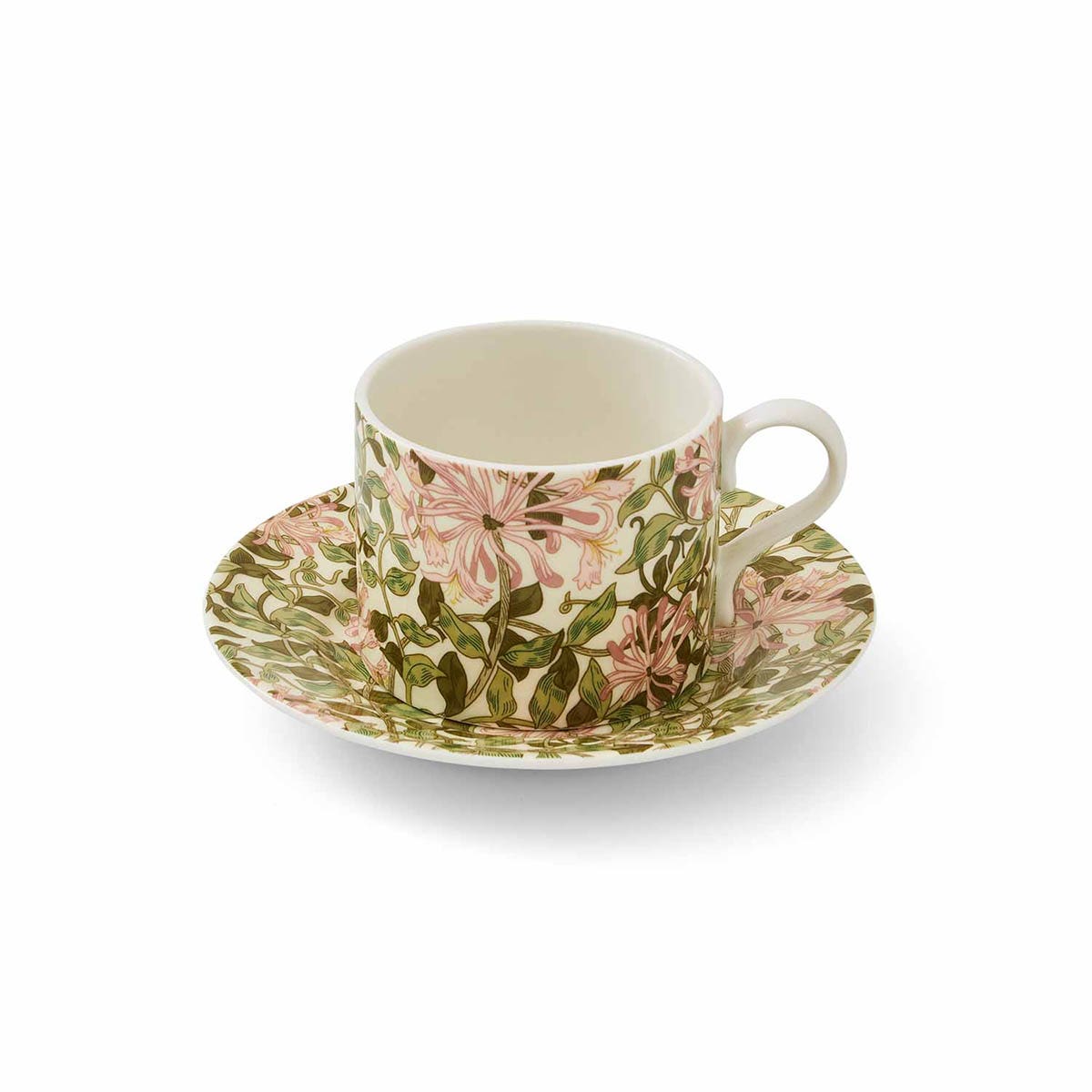 honeysuckle teacup & saucer on a white background