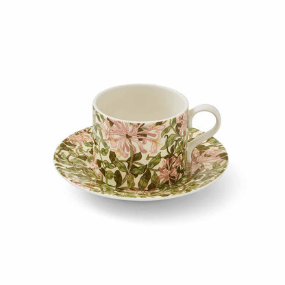 honeysuckle teacup & saucer on a white background