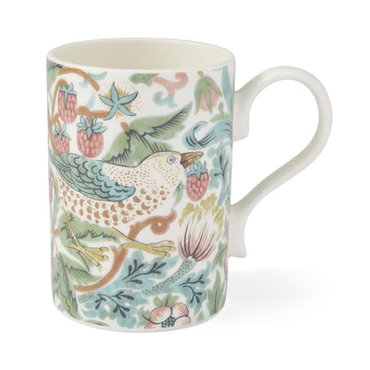 morris and co strawberry thief mug on a white background