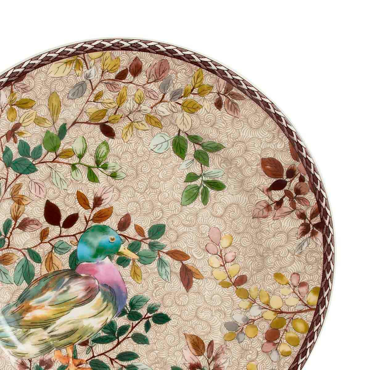 up close view of mallard duck salad plate
