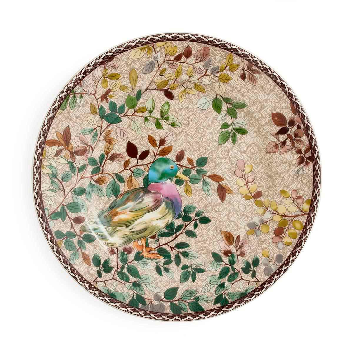 Spode woodland mallard duck salad plate shown on a white background