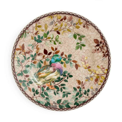 Spode woodland mallard duck salad plate shown on a white background