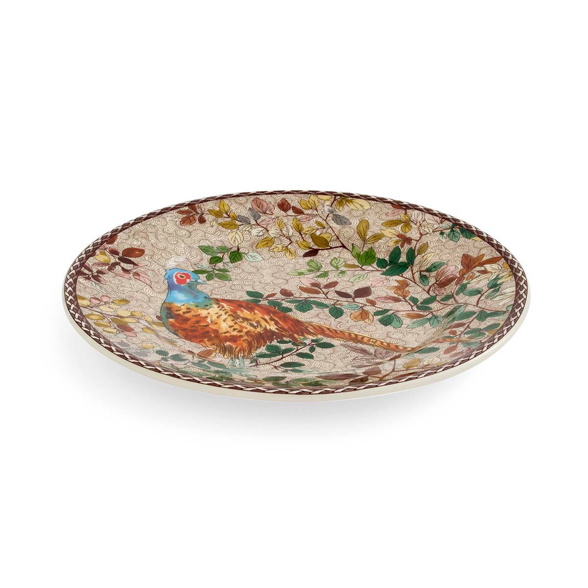 angled view of pheasant salad plate