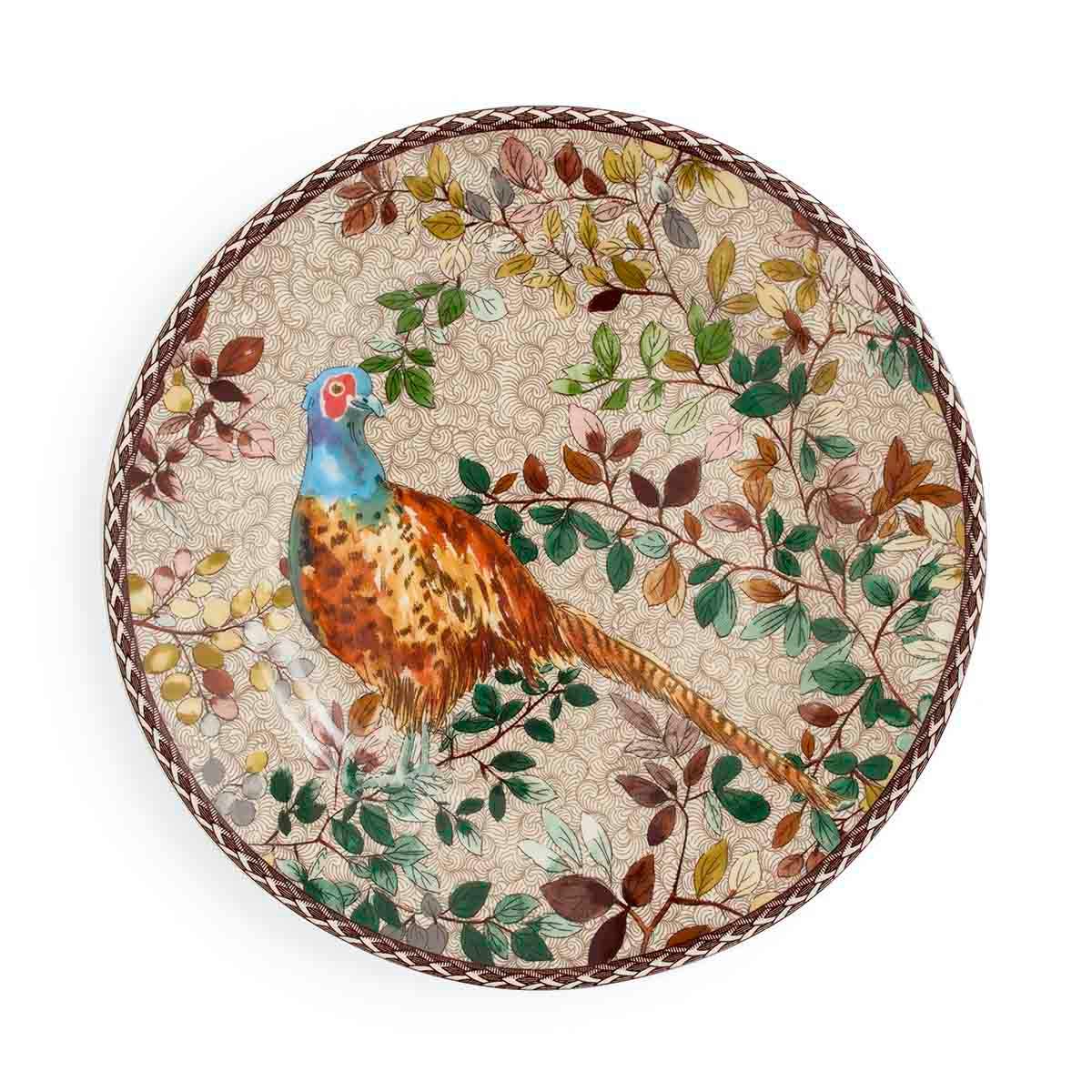 Spode woodland pheasant salad plate shown on a white background