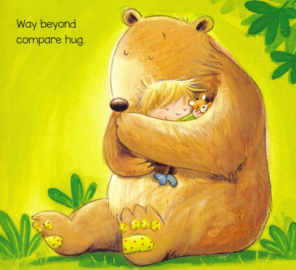 inside page with text and drawing of a child hugging a bear.