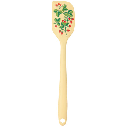 light yellow silicone spatula with strawberry spring on it