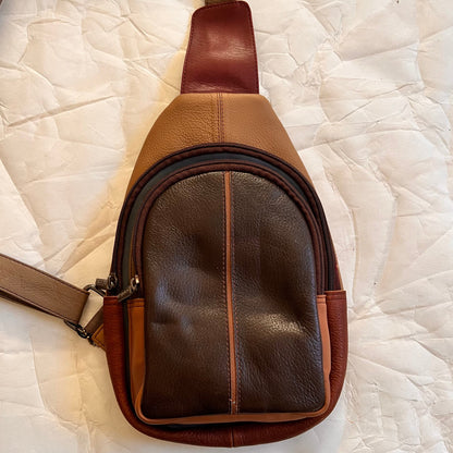front view of moss Gregg sling bag.