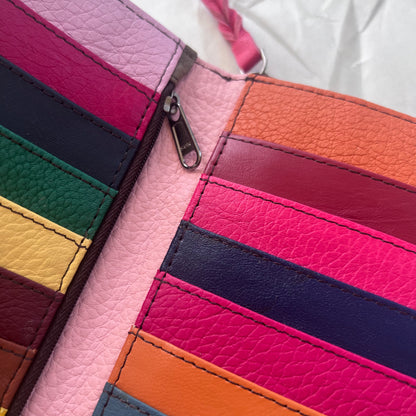 close-up of colorful card slots