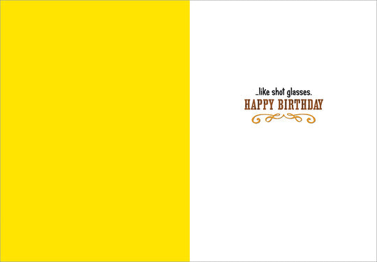 inside of card is yellow on one side and white on the other with brown text