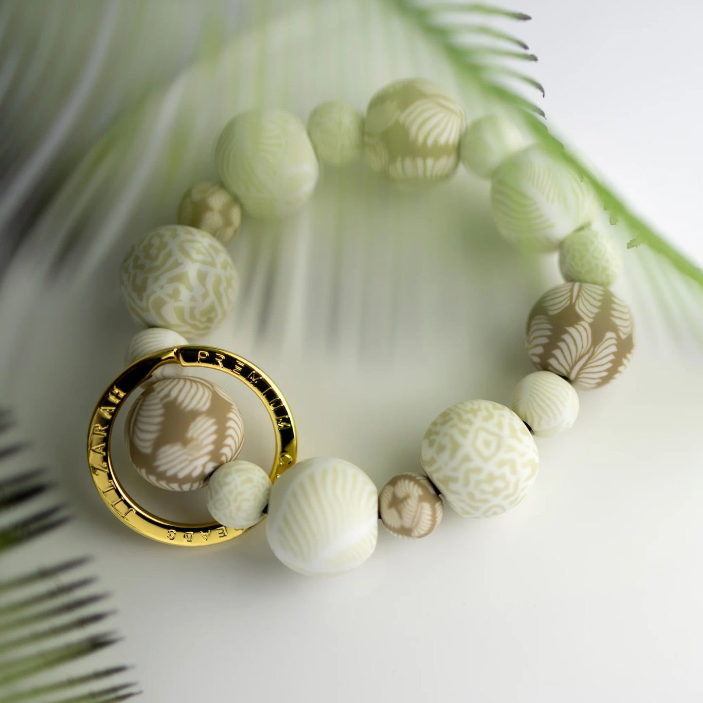 ivory palm Large Bead Wrist Keychain.