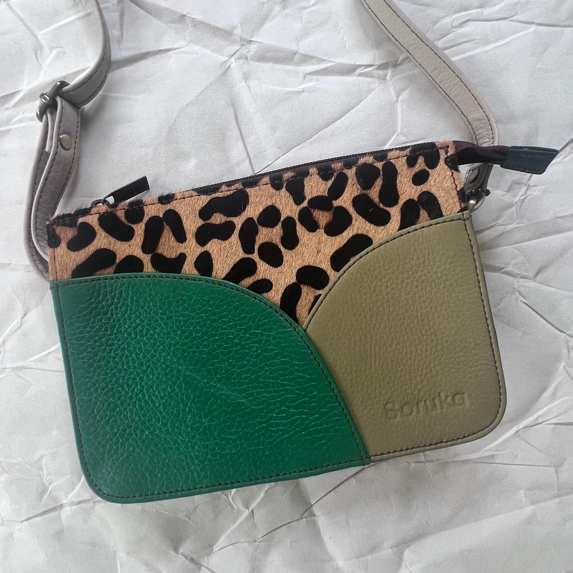 emerald Meredith Purse with cheetah print