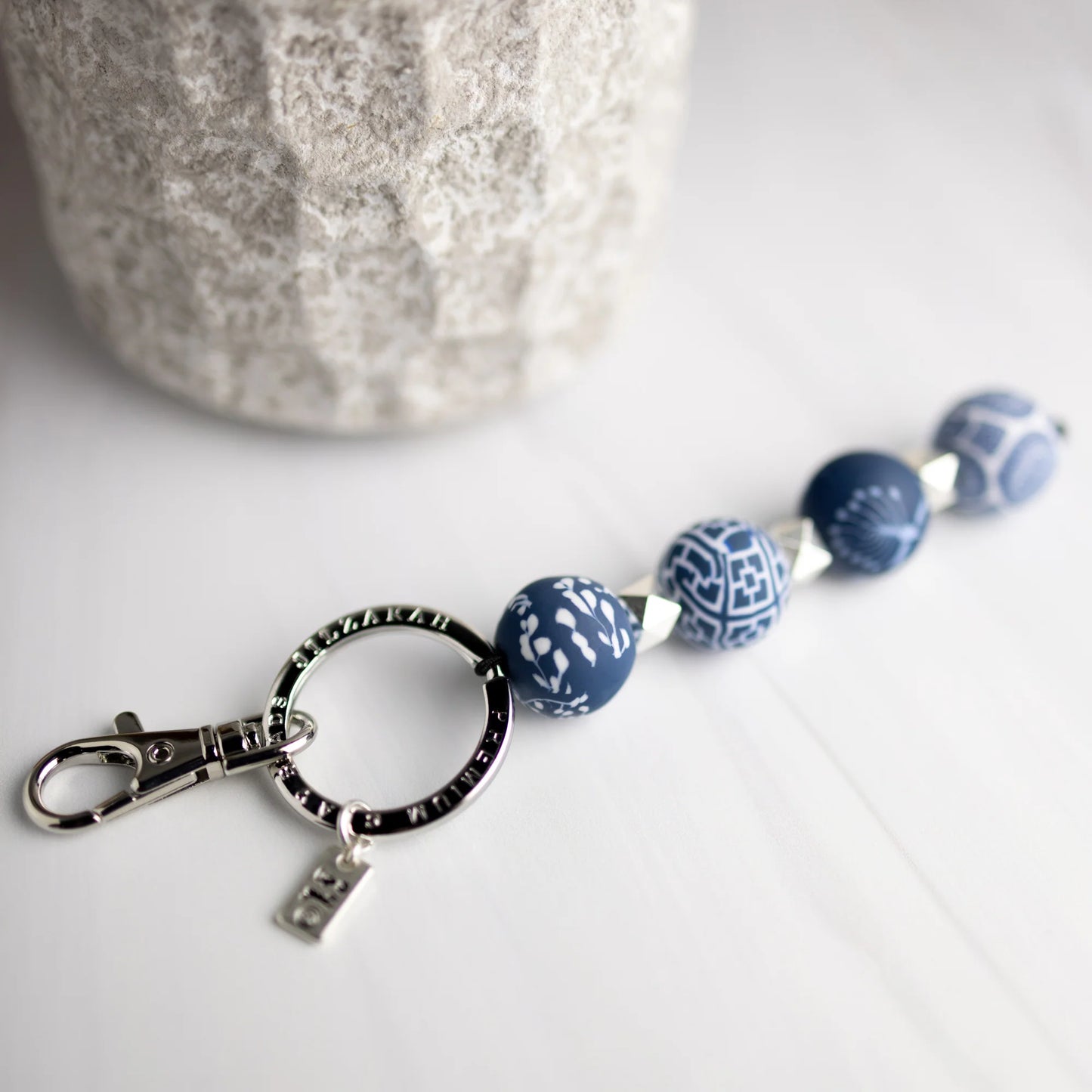 Dutch blue Beaded Four-Ball Keychain.