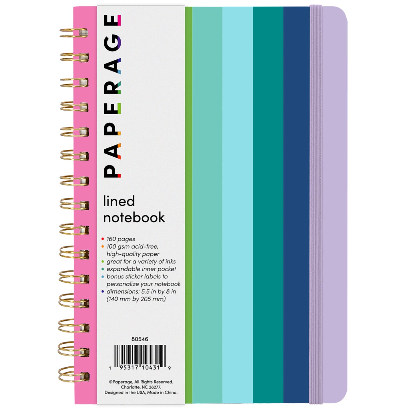 Spiral Notebook with Rainbow Stripe cover