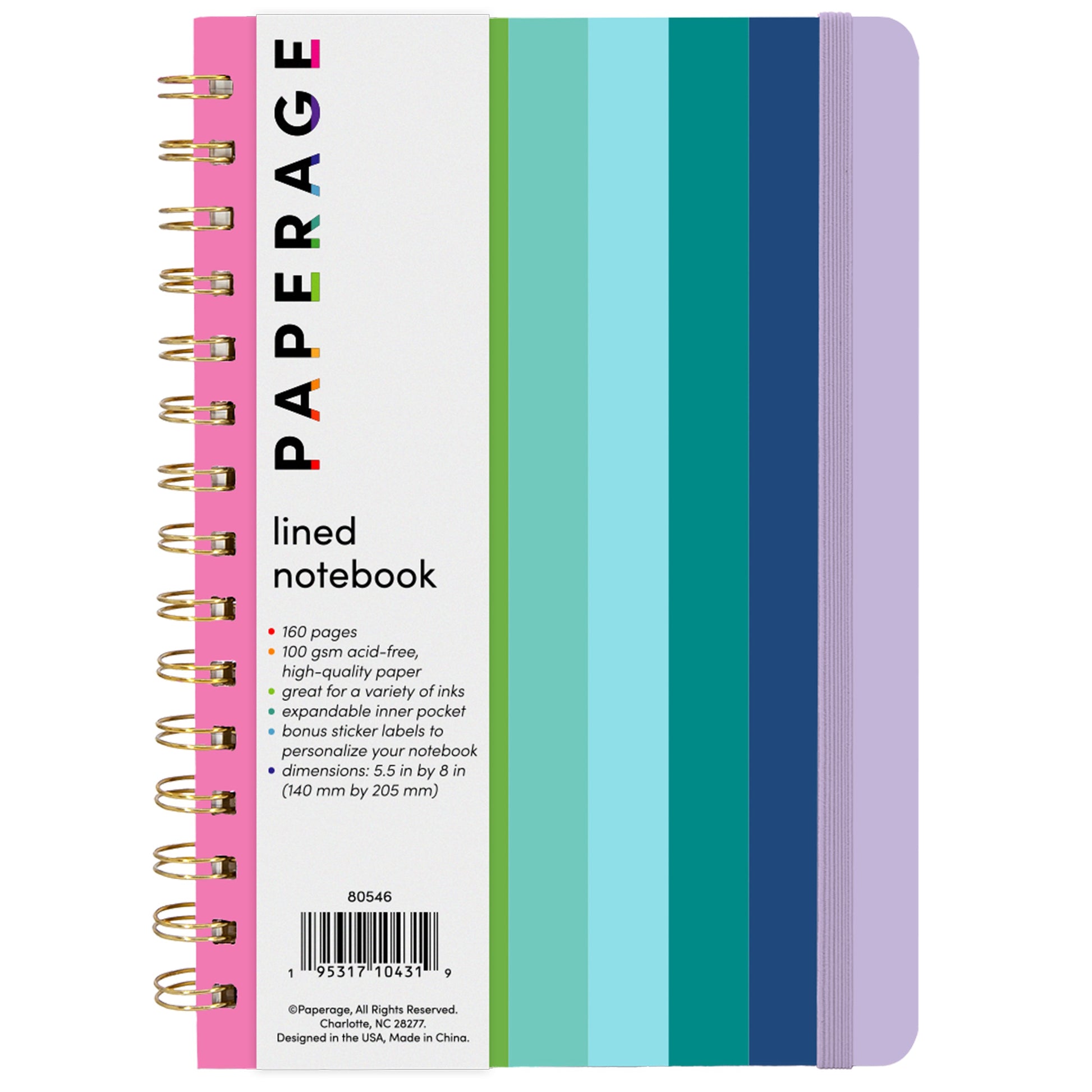 Spiral Notebook with Rainbow Stripe cover
