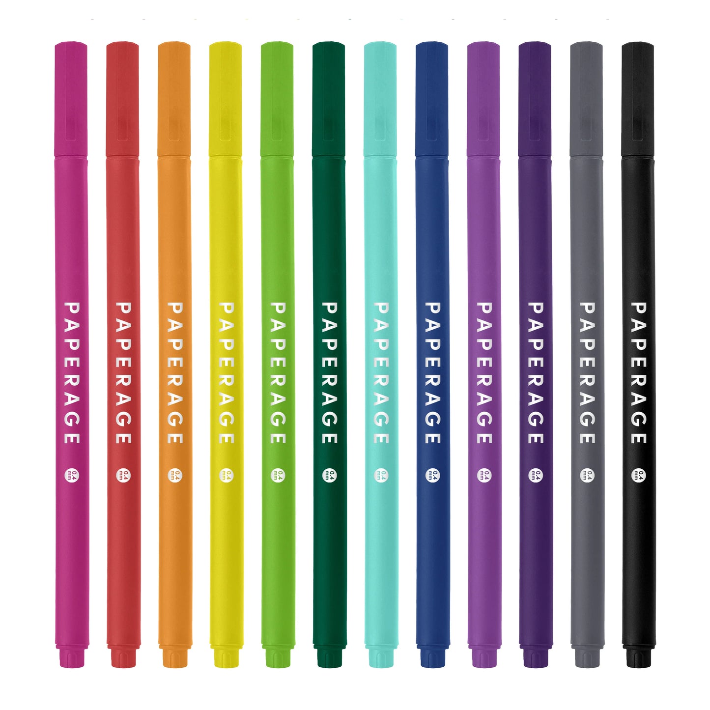 Set of colorful markers with 'Paperage' branding on a white background