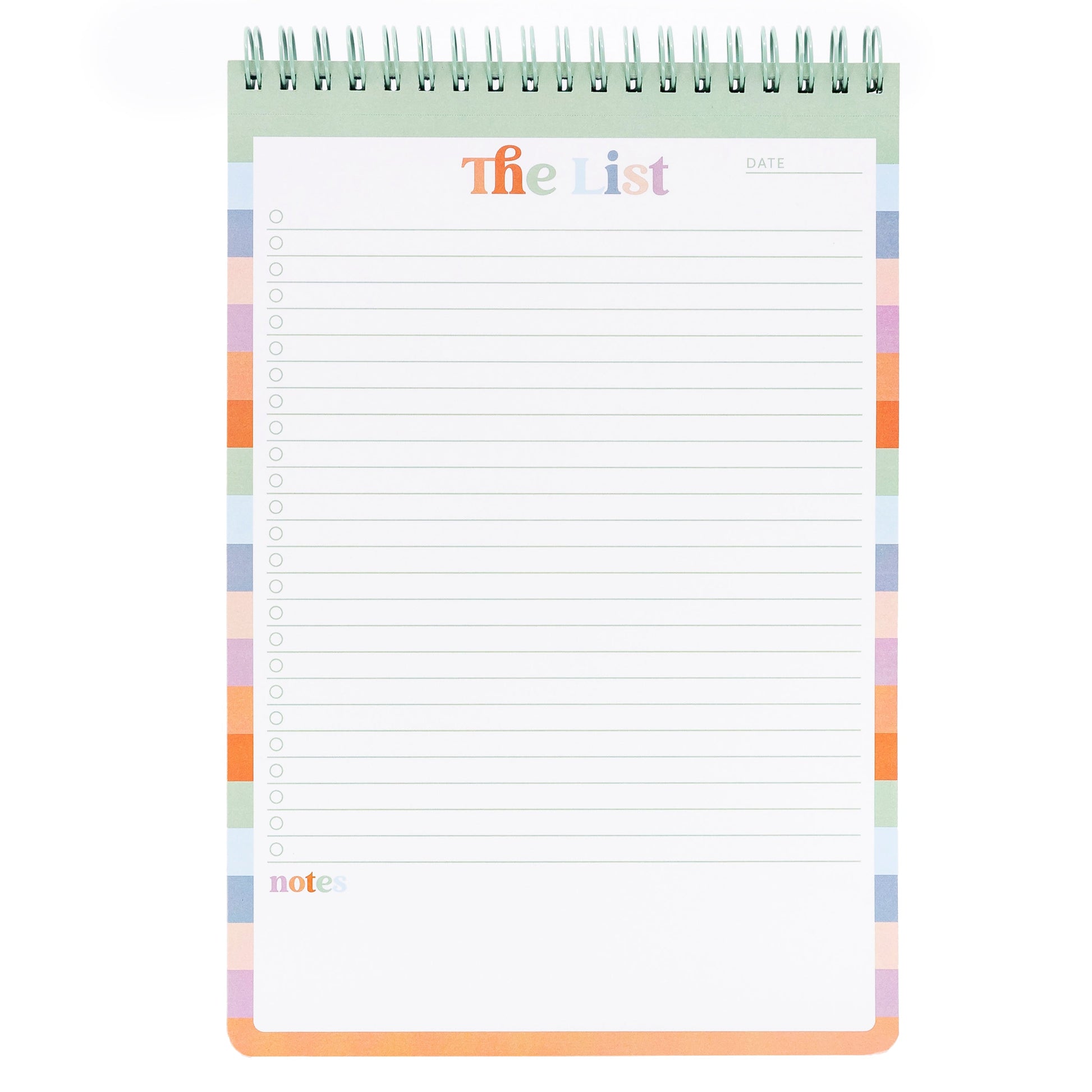 top spiral bound to do list with a small, color-block pastel boarder