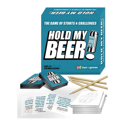 Hold My Beer Card Game and its pieces on a white background
