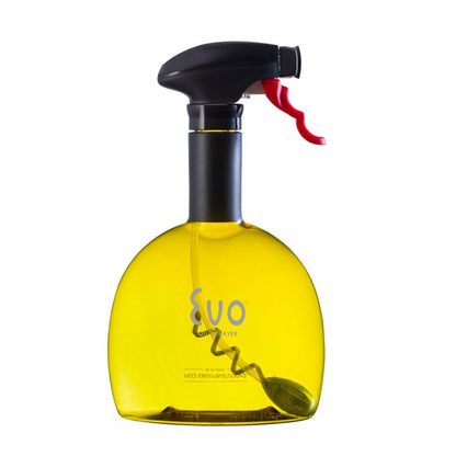 Yellow spray bottle with black nozzle on a white background