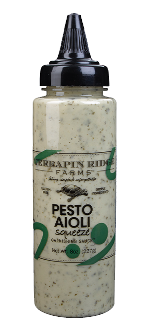 squeeze bottle of Pesto Aioli.