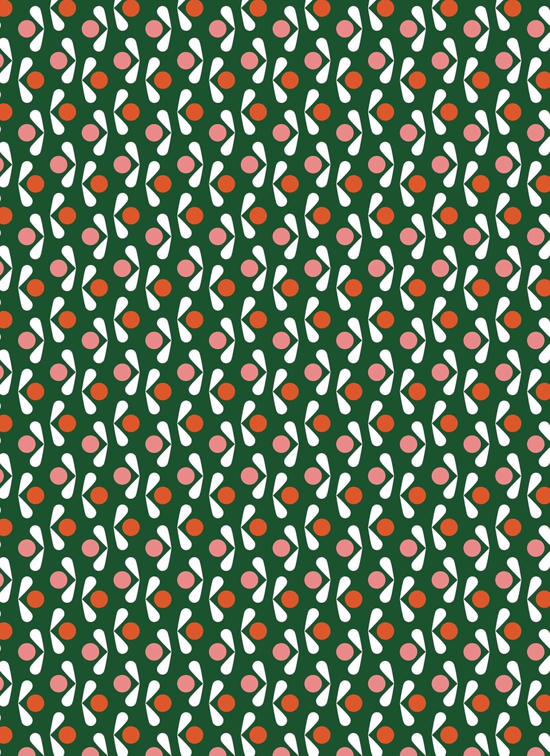 wrapping paper with Pattern of abstract floral in pink and red on a green background