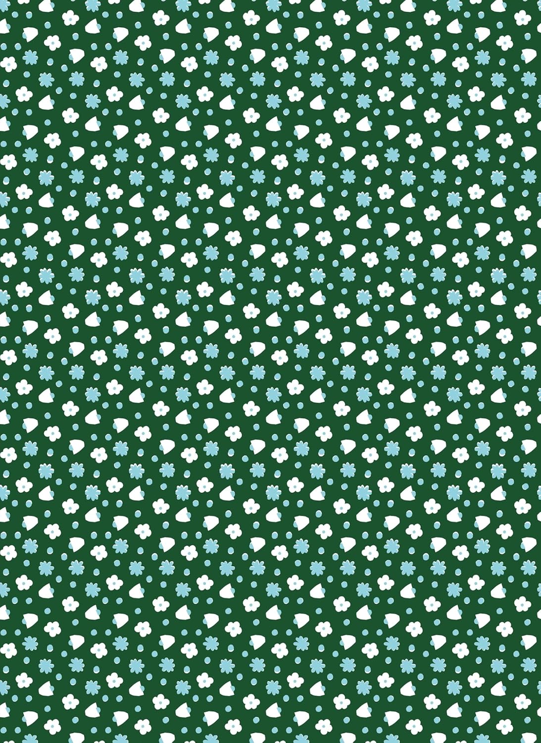 wrapping pap with Pattern of small white and light blue flowers on a dark green background