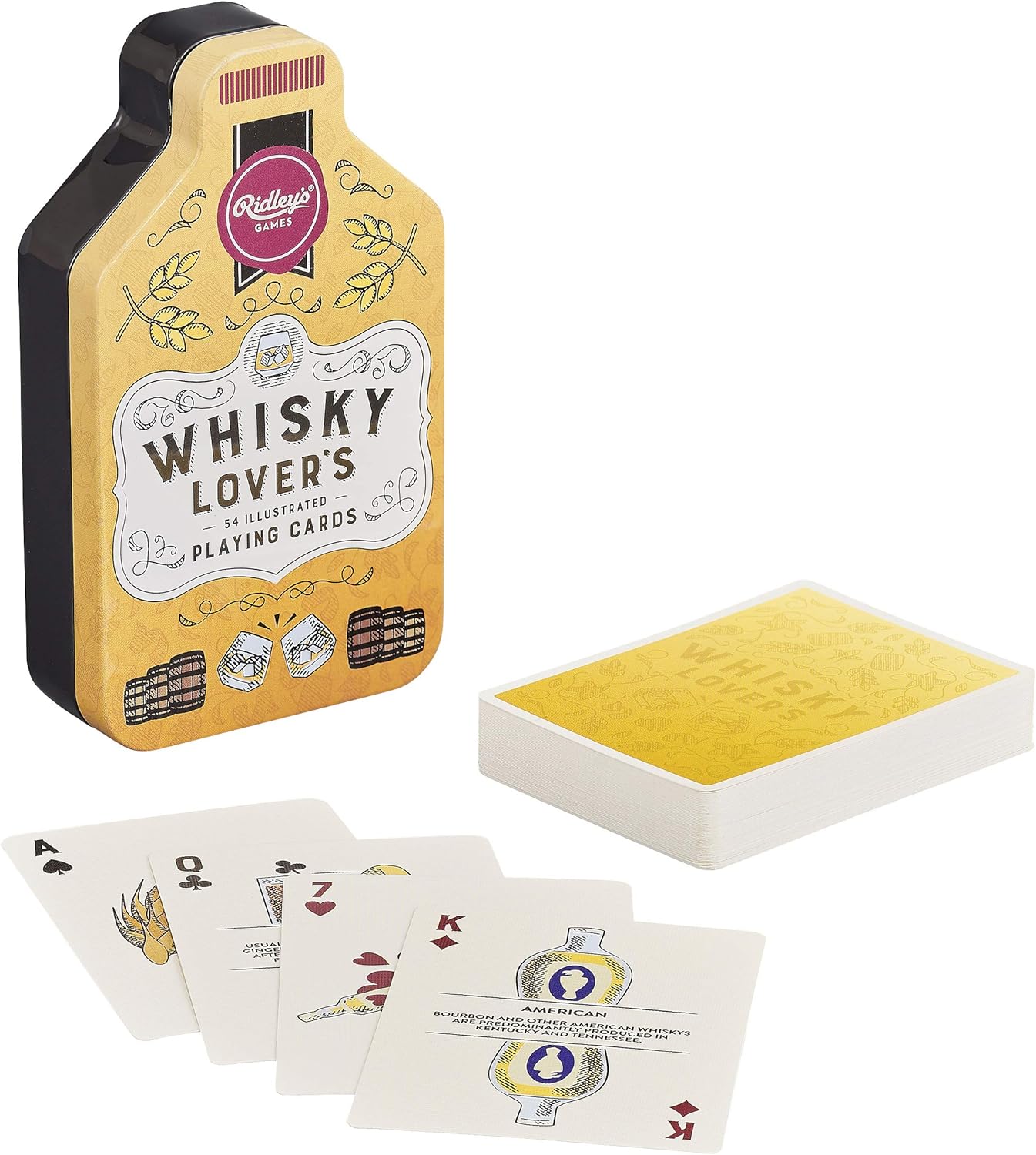 tin and cards for whiskey lovers card game.