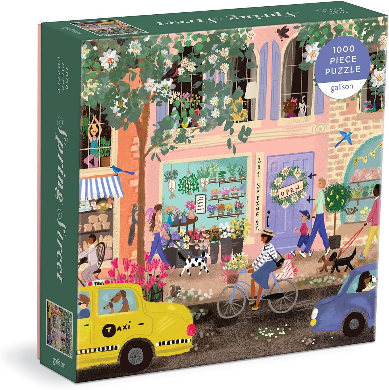 side view of box for spring street puzzle.