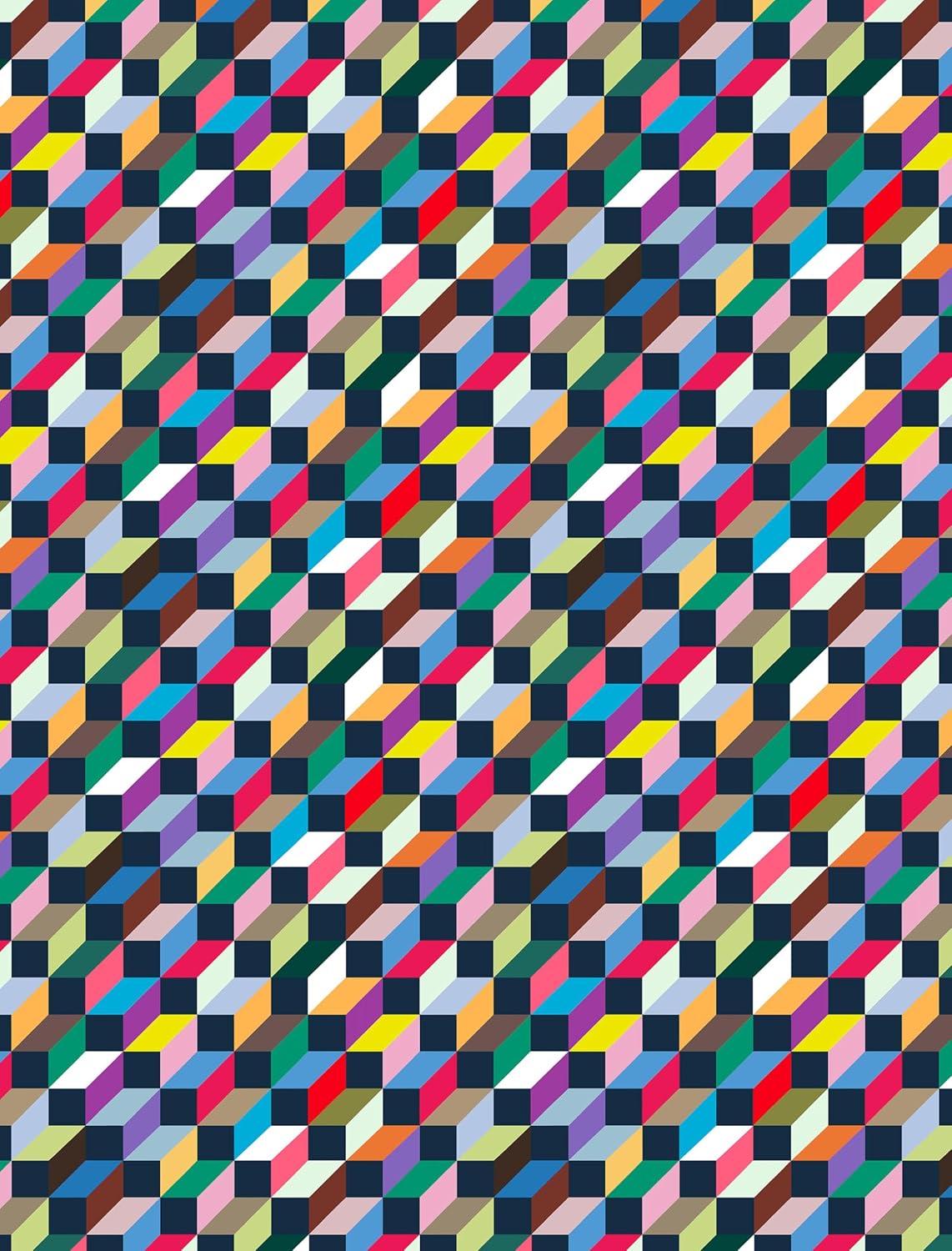 wrapping paper with Multicolored geometric pattern with a black background