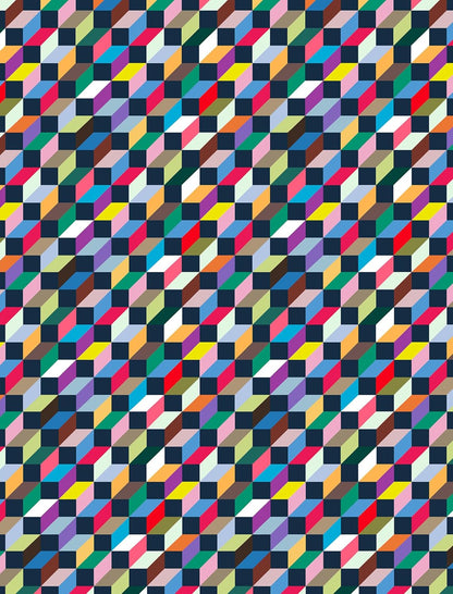 wrapping paper with Multicolored geometric pattern with a black background