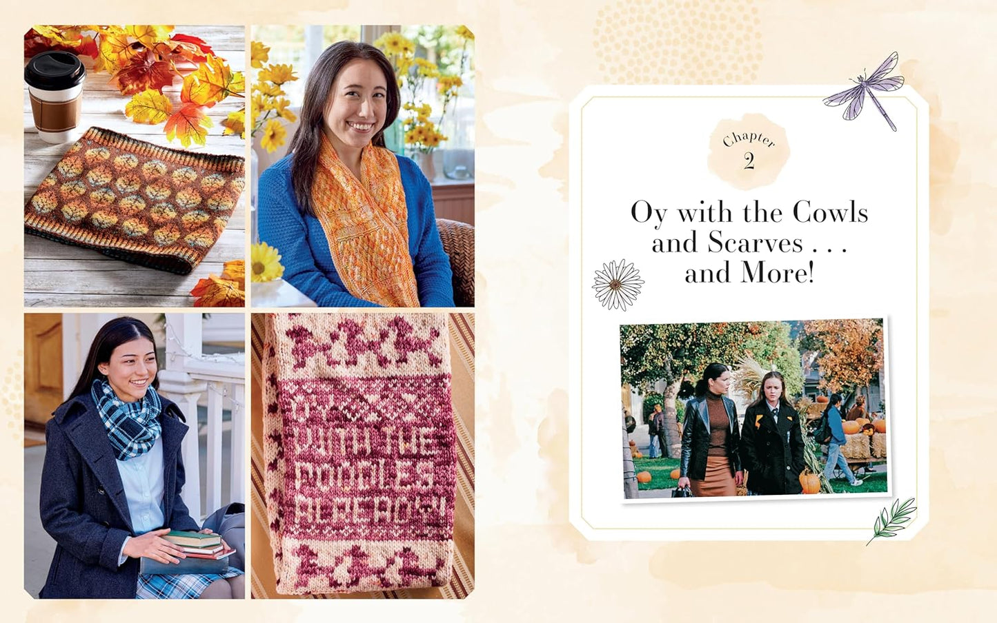 Collage of people wearing scarves with a tablet displaying text on a light background
