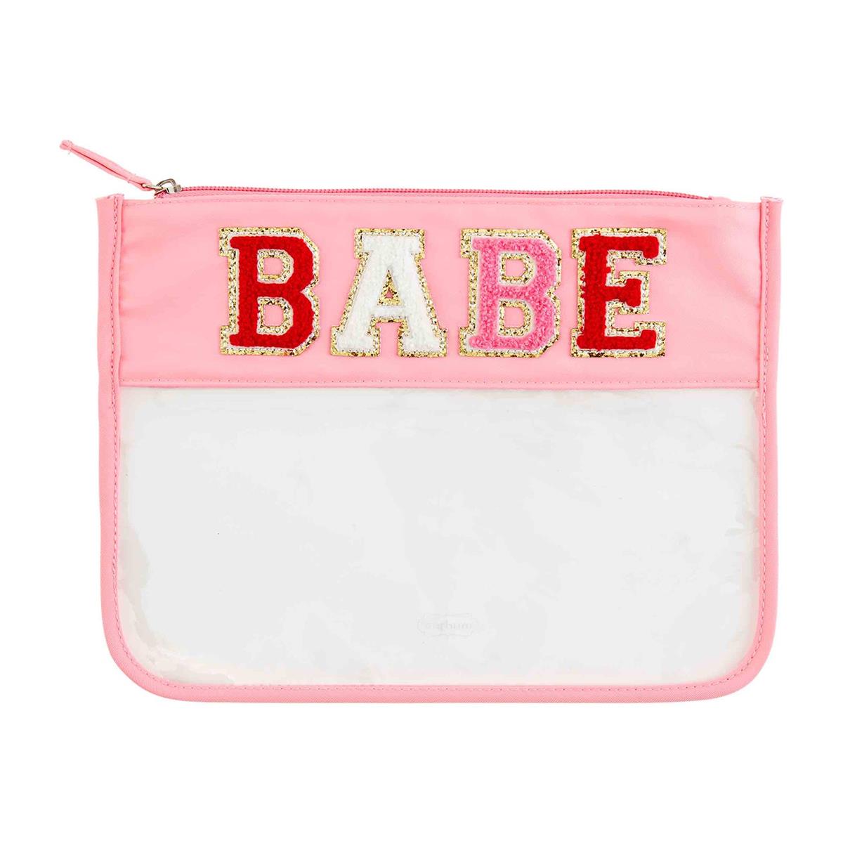 babe light pink and clear patch cases displayed on a white background