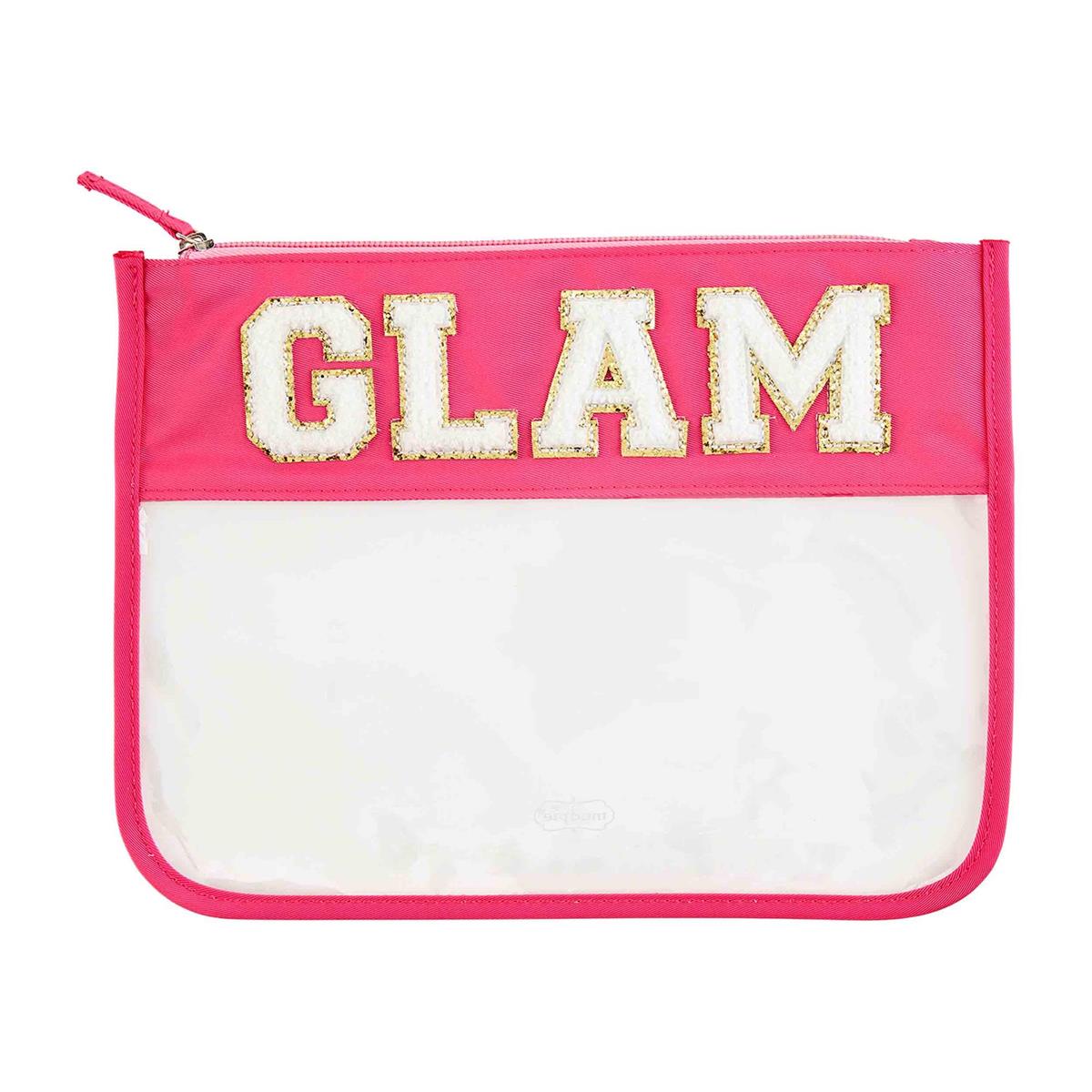 glam hot pink and clear patch cases displayed on a white background
