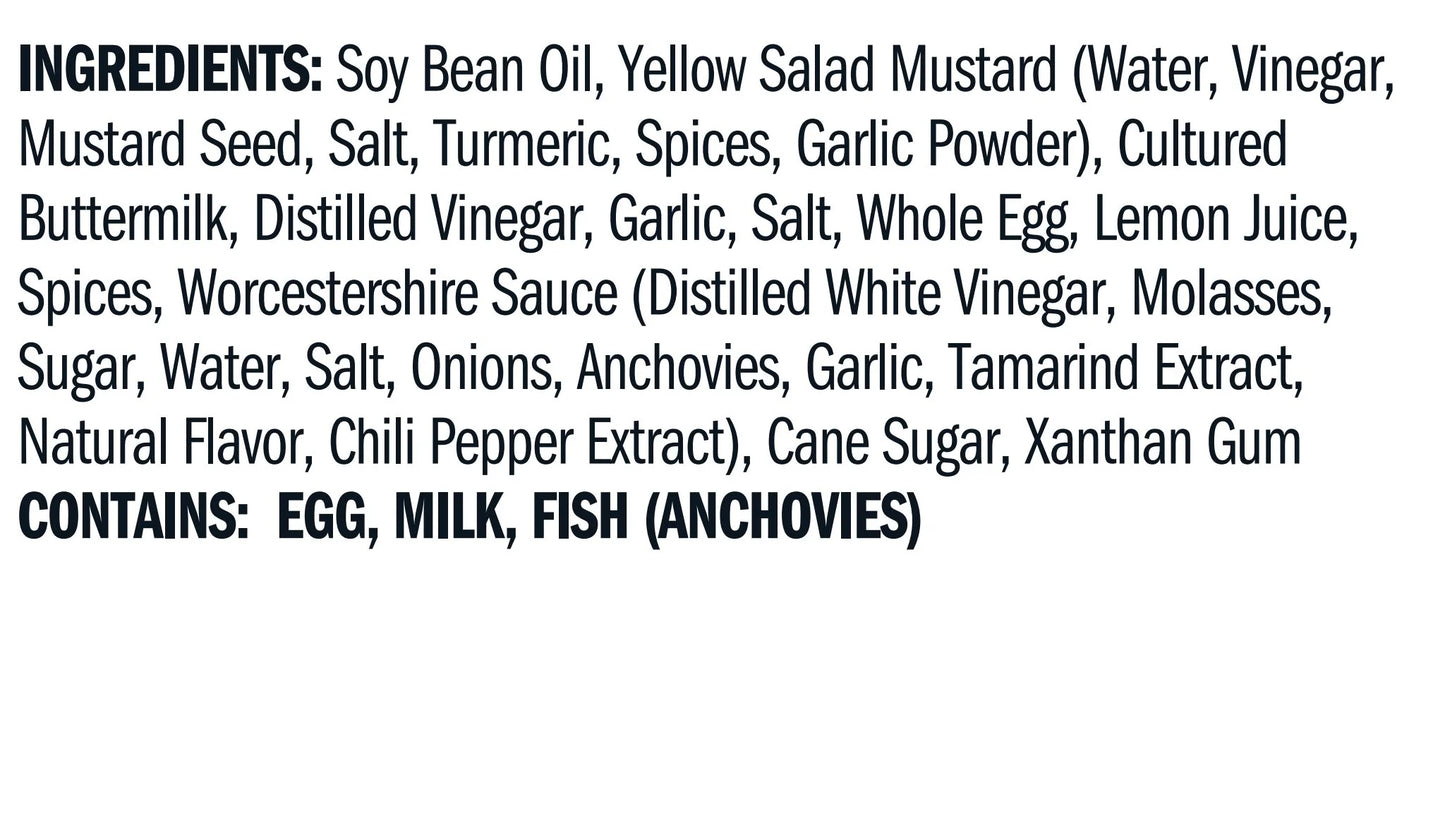 Ingredient list. Please call 501-327-2182 for more information.
