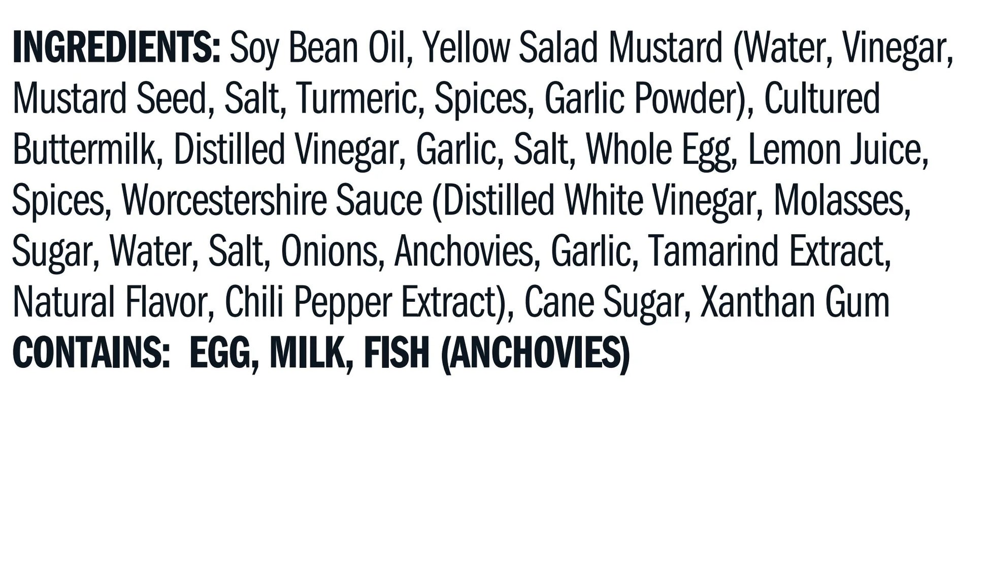 Ingredient list. Please call 501-327-2182 for more information.
