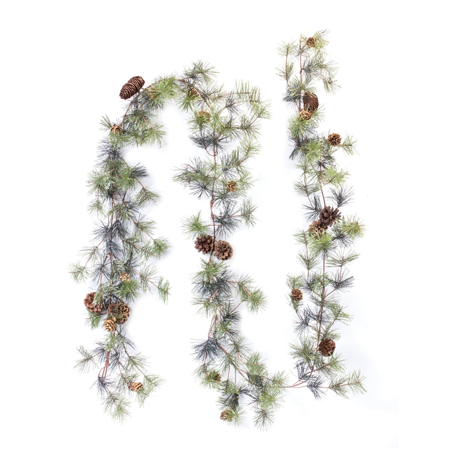 cluster pine garland displayed against a white background