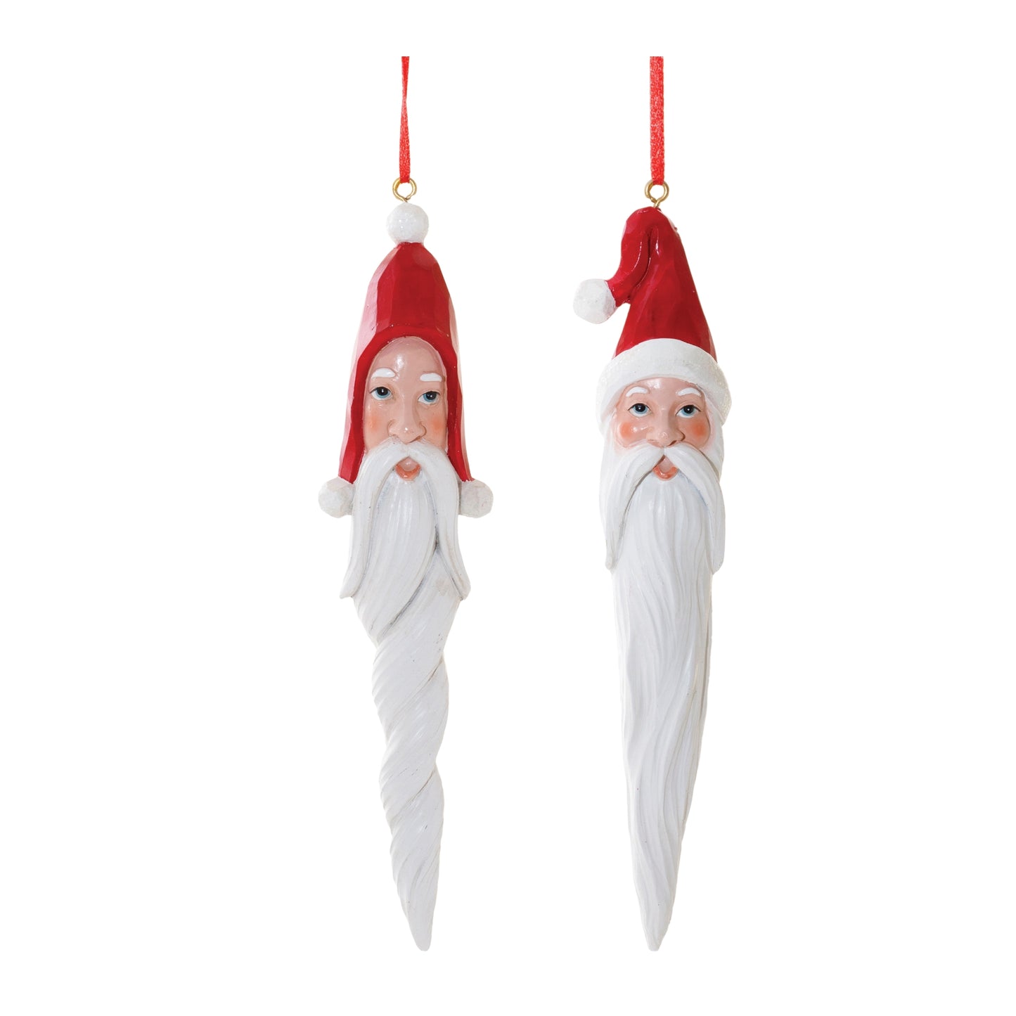 2 santa ornaments.