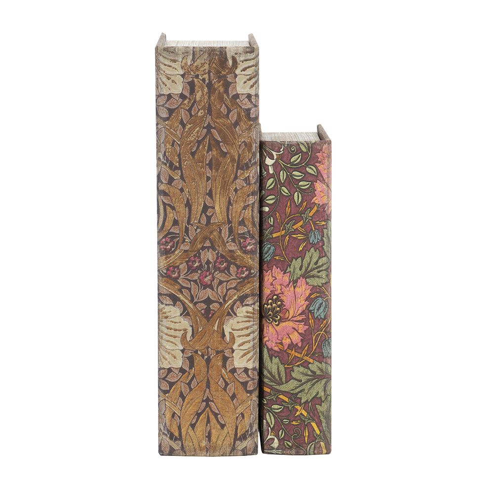 spines of botanical patterned book boxes