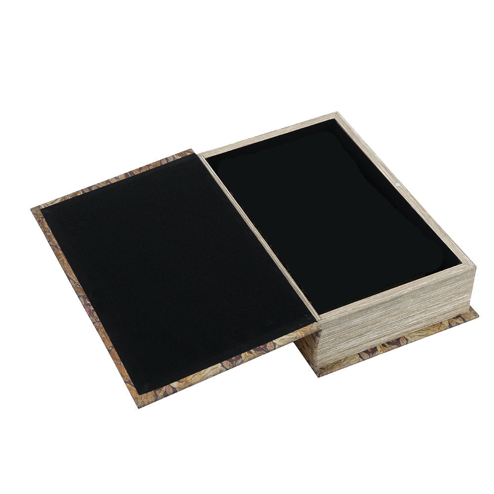 interior view of book box showing black lined interior