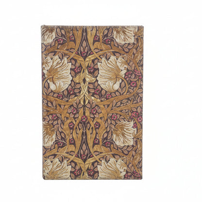 A rectangular book box with an intricate Art Nouveau floral pattern in shades of gold, beige, brown, and muted purple, shown against a plain white background.