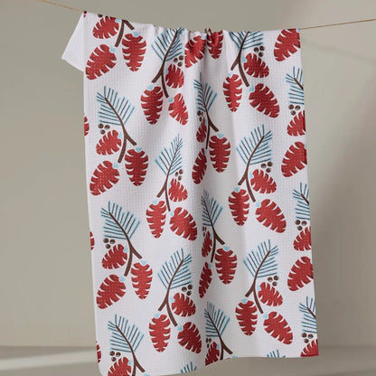 Winter Forage Tea Towel hanging on a line