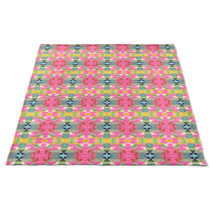 Pink Paradise Fleece Blanket laid flat to show pattern