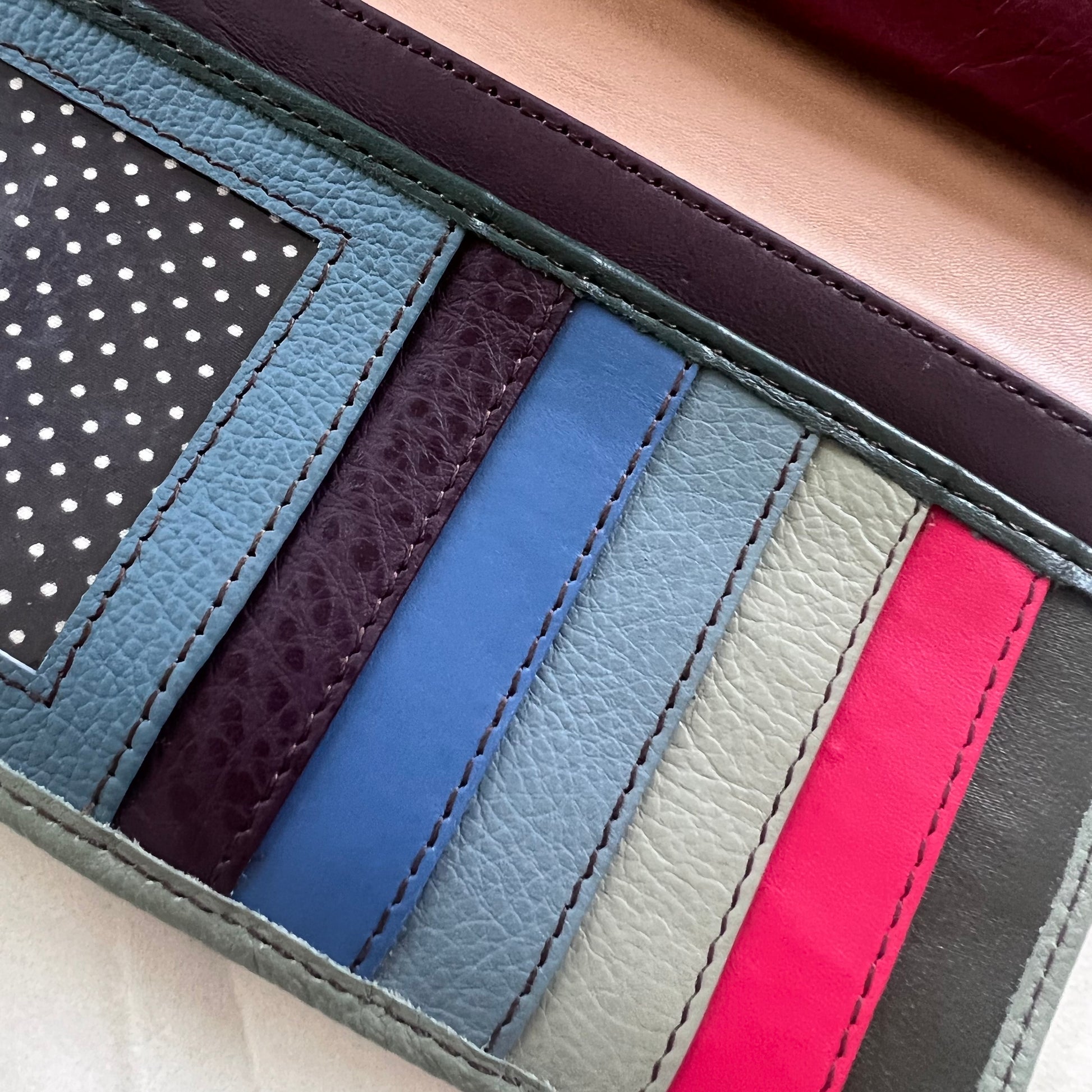 close-up of colorful card slots