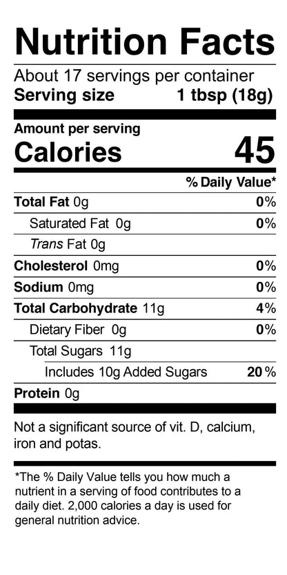nutrition fact label for strawberry and fig jam. call 501 327 2182 for mor information