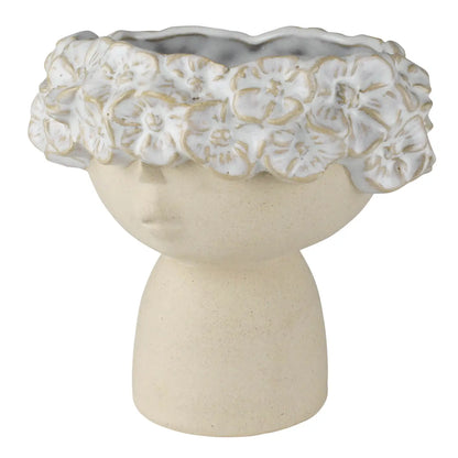 side view of face Vase with Floral Crown