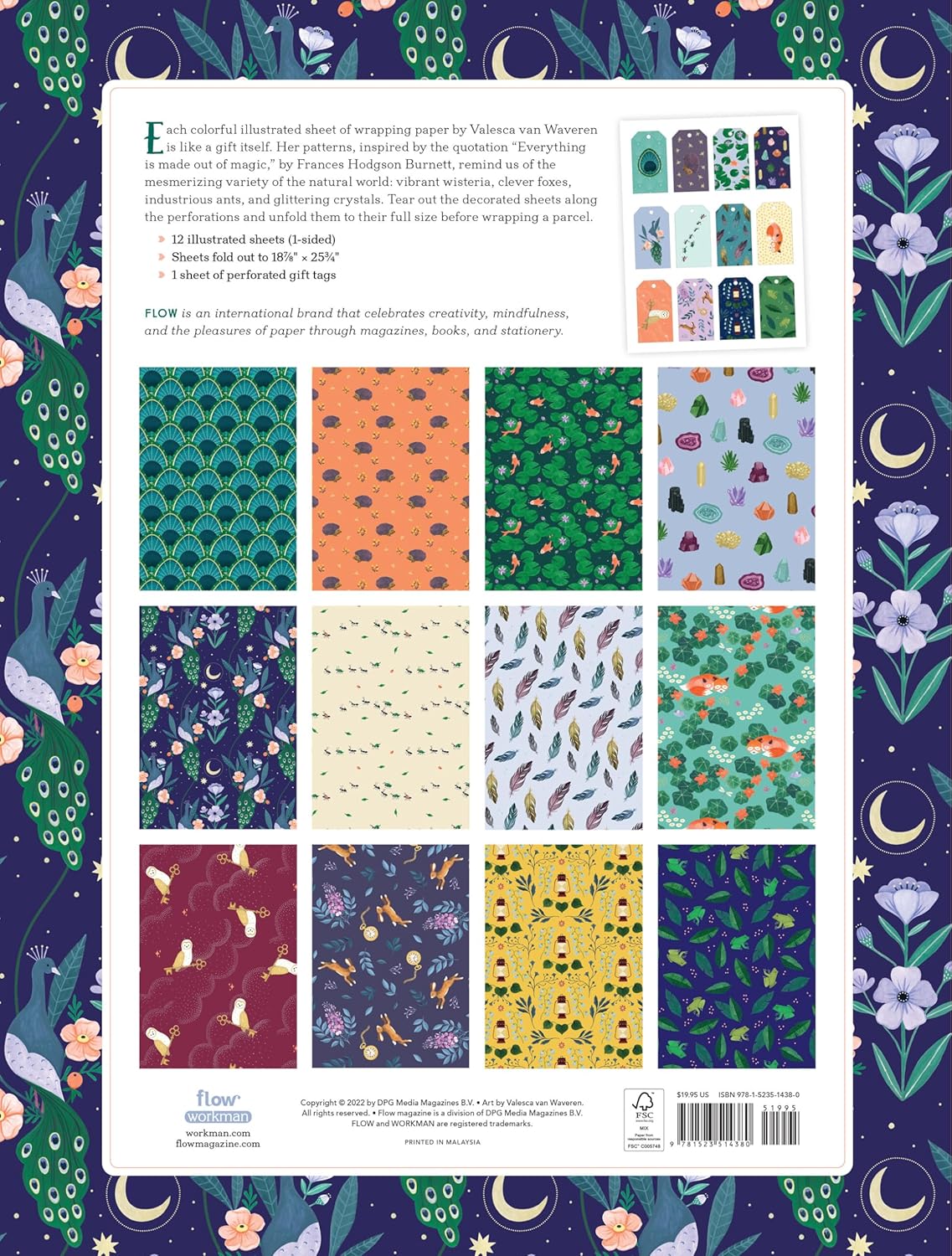 Collection of various patterned paper sheets on a colorful background