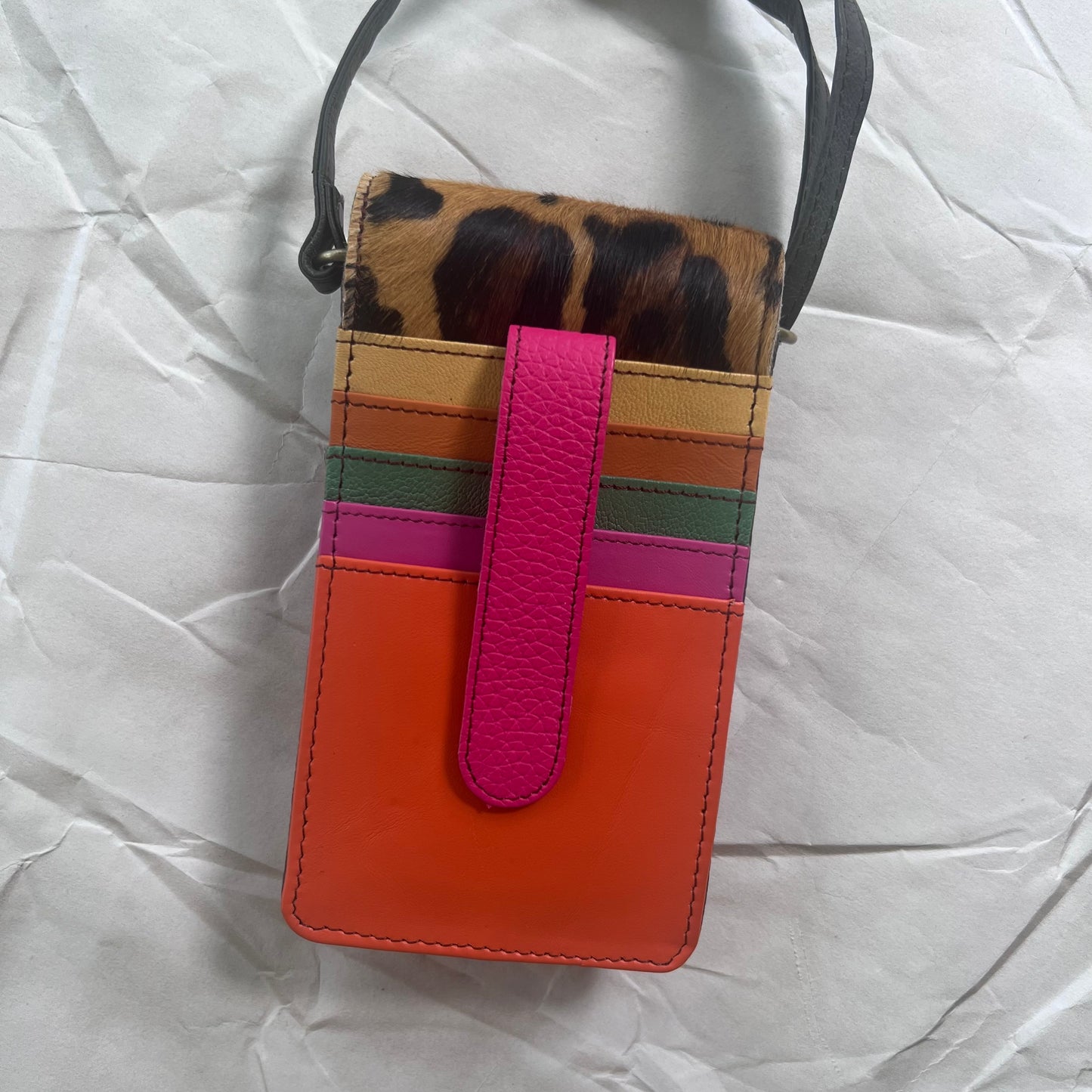 back of Miley Phone Bag with colorful card slots