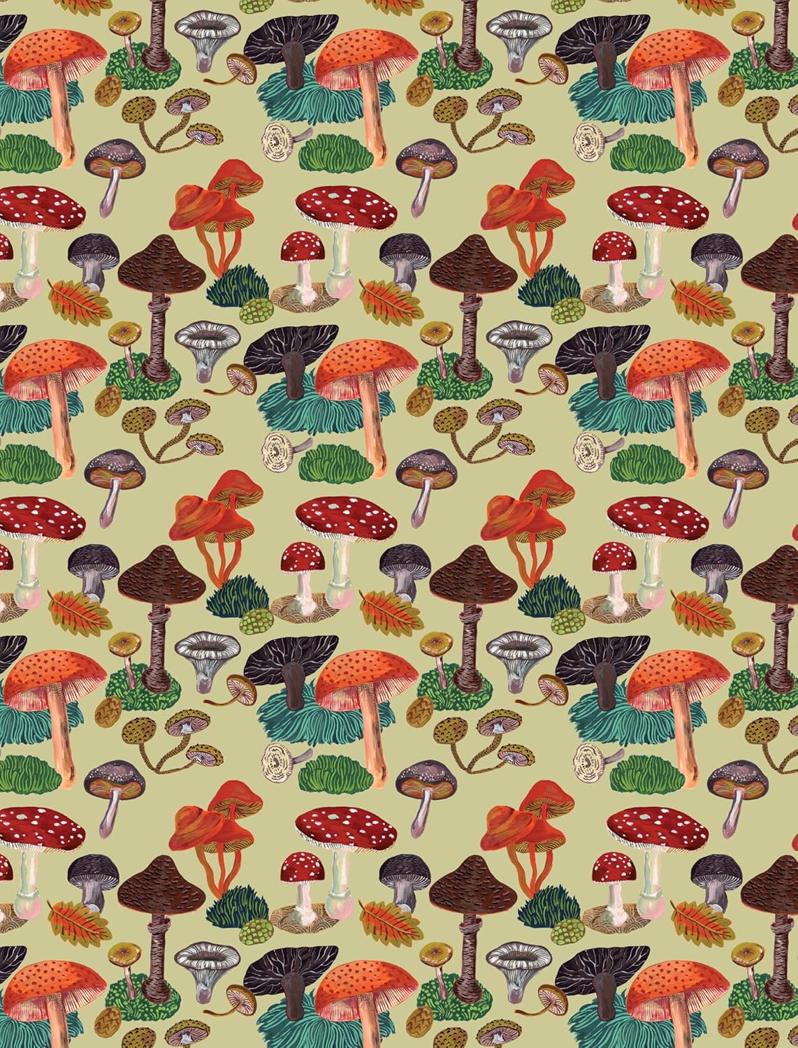 wrapping paper with color mushroom design