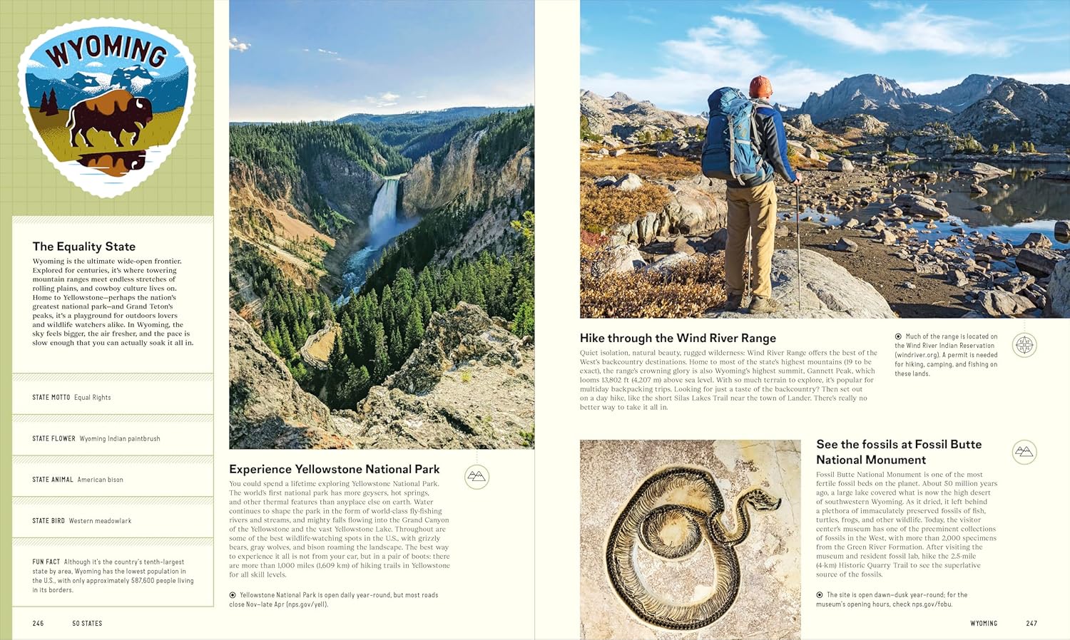 book pages about Wyoming with scenic images and text.
