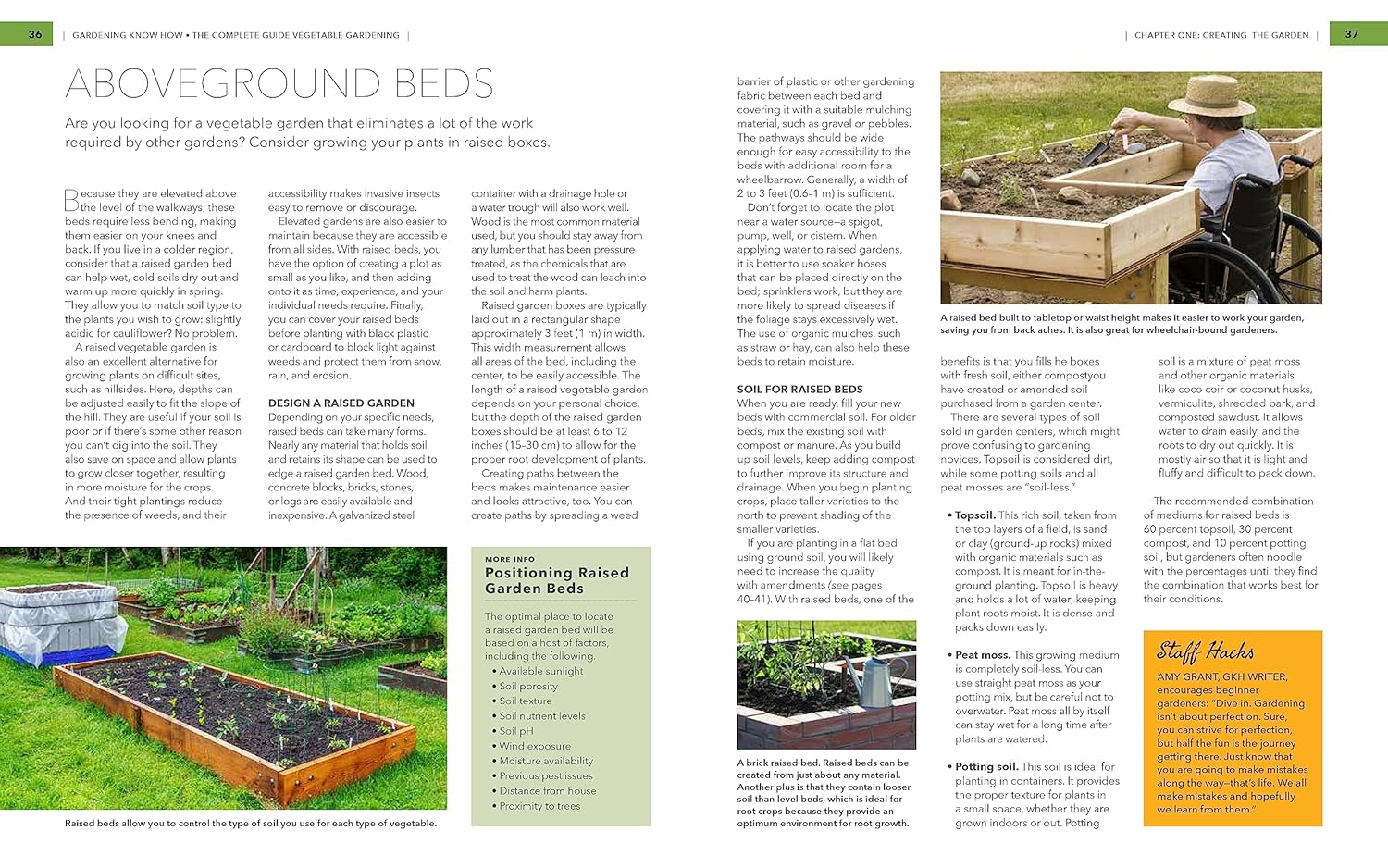 inside pages of book titled " aboveground beds".